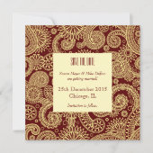 Sava de datum trouw uitnodigingskaart rood indiaas kaart (Voorkant)