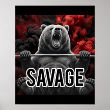Savage Bear Bankdrukken Gym Motivatie Poster