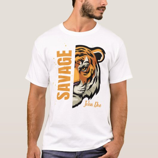 Savage bengaals tijger wild typografie alpha man t-shirt (Voorkant)