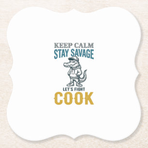 Savage Cook Alligator Vintage Gravure Grafisch_1 Kartonnen Onderzetters