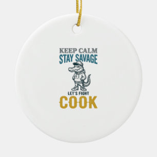 Savage Cook Alligator Vintage Gravure Grafisch_1 Keramisch Ornament