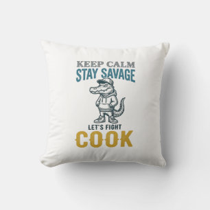 Savage Cook Alligator Vintage Gravure Grafisch_1 Kussen
