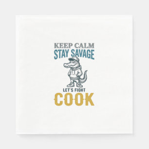Savage Cook Alligator Vintage Gravure Grafisch_1 Servet