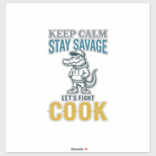 Savage Cook Alligator Vintage Gravure Grafisch_1 Sticker