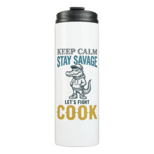 Savage Cook Alligator Vintage Gravure Grafisch_1 Thermosbeker