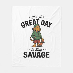 Savage Dog Vintage Gravure T-Shirt Ontwerp_1 Fleece Deken