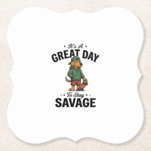 Savage Dog Vintage Gravure T-Shirt Ontwerp_1 Kartonnen Onderzetters