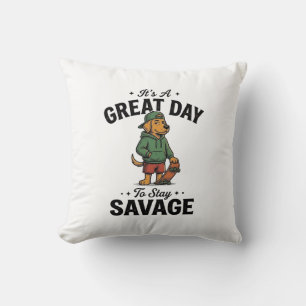 Savage Dog Vintage Gravure T-Shirt Ontwerp_1 Kussen
