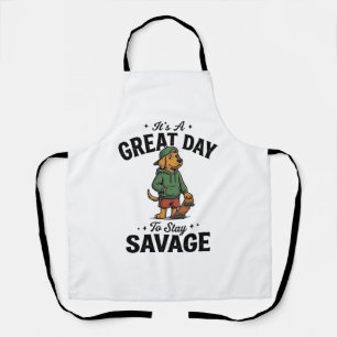 Savage Dog Vintage Gravure T-Shirt Ontwerp_1 Schort