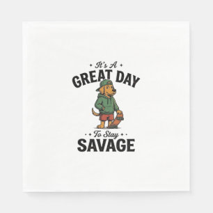 Savage Dog Vintage Gravure T-Shirt Ontwerp_1 Servet