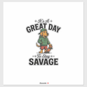 Savage Dog Vintage Gravure T-Shirt Ontwerp_1 Sticker