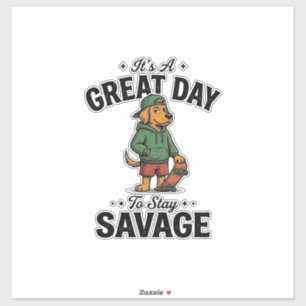 Savage Dog Vintage Gravure T-Shirt Ontwerp_1 Sticker
