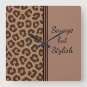 Savage maar stijlvolle Leopard Print Vierkante Klok (Voorkant)