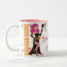 Savage Mom Funny Mug – Sassy Moederdag cadeau Tweekleurige Koffiemok
