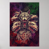 Savage Multi-Headed Demon Wolf Art Poster (Voorkant)