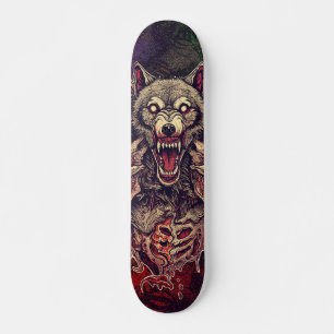 Savage Multi-Headed Demon Wolf Kunst Persoonlijk Skateboard