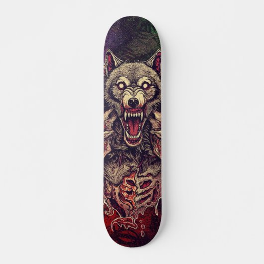 Savage Multi-Headed Demon Wolf Kunst Persoonlijk Skateboard (Voorkant)