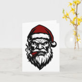 Savage Santa Claus Smoking Cigar Christmas  Kaart (Gele Bloem)
