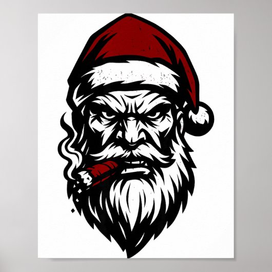 Savage Santa Claus Smoking Cigar Christmas  Poster (Voorkant)