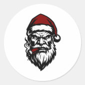 Savage Santa Claus Smoking Cigar Christmas  Ronde Sticker (Voorkant)