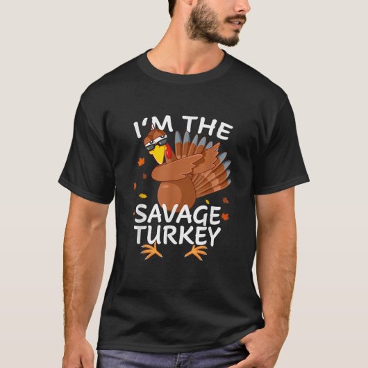 Savage Turkije Matching Outfit Thanksgiving Pyjama T-shirt (Voorkant)