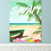 Savai'i Fiji Samoa reisposter Canvas Afdruk (Insitu (Houten vloer))