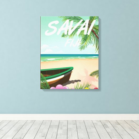 Savai'i Fiji Samoa reisposter Canvas Afdruk (Insitu (Houten vloer))