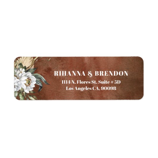 Savanna bloemen bruine papiertextuur etiket (Voorkant)