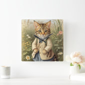 Savanna Cat Vierkante Klok (Huis)