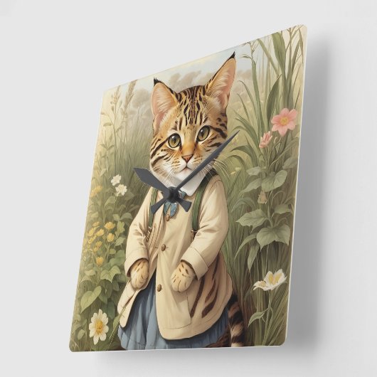 Savanna Cat Vierkante Klok (Hoek)