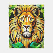Savanna Lion Leaf Design Fleece Deken (Voorkant)