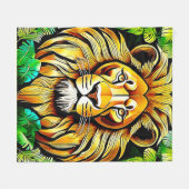 Savanna Lion Leaf Design Fleece Deken (Voorkant (Horizontaal))