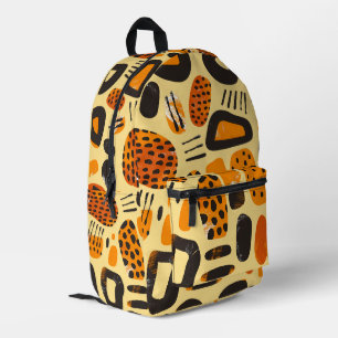 Savanna Pop: Tribal Vibes in Sinaasappel en zwart Bedrukte Rugzak