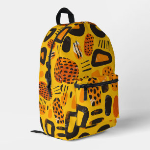 Savanna Pop: Tribal Vibes in Sinaasappel en zwart Bedrukte Rugzak