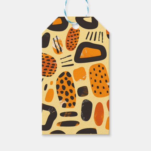 Savanna Pop: Tribal Vibes in Sinaasappel en zwart Cadeaulabel (Voorkant)