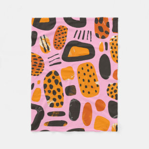 Savanna Pop: Tribal Vibes in Sinaasappel en zwart Fleece Deken