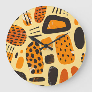 Savanna Pop: Tribal Vibes in Sinaasappel en zwart Grote Klok