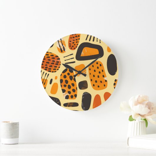 Savanna Pop: Tribal Vibes in Sinaasappel en zwart Grote Klok (Huis)