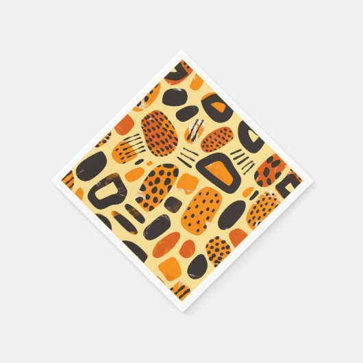 Savanna Pop: Tribal Vibes in Sinaasappel en zwart Servet (Hoek)