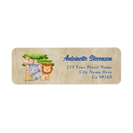 Savanna Safari Baby Animals Etiket (Voorkant)