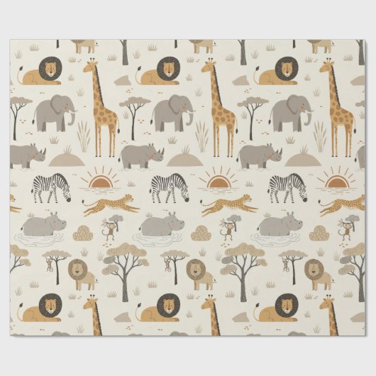 Savanna Sunrise Safari Pattern ID1259 Cadeaupapier (Vlak)