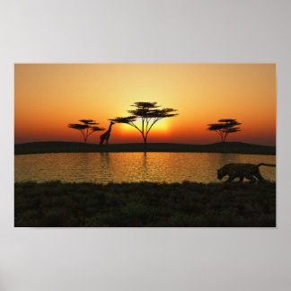 Savanna Sunset Poster