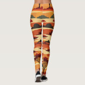 Savanna Sunset Retro Aangepast patroon Leggings (Achterkant)