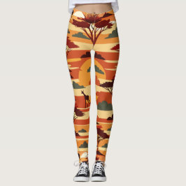 Savanna Sunset Retro Aangepast patroon Leggings