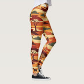 Savanna Sunset Retro Aangepast patroon Leggings (Rechts)