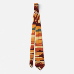 Savanna Sunset Retro Aangepast patroon Stropdas