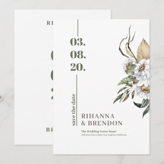 Savanna Waterverven flower bouquet Kaart (Voorkant / Achterkant)