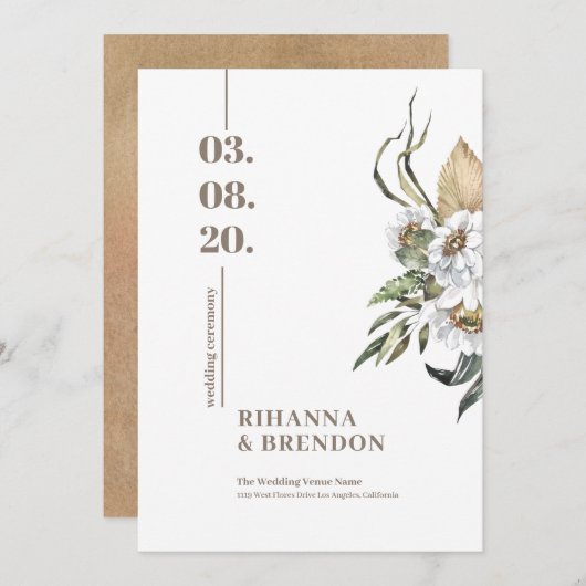 Savanna Waterverven flower bouquet Kaart (Voorkant / Achterkant)