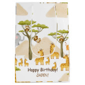 Savannah Afrikaanse dieren gele verjaardag Medium Cadeauzakje (Achterkant)