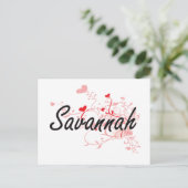 Savannah Artistic Name Design with Heart Briefkaart (Staand voorkant)